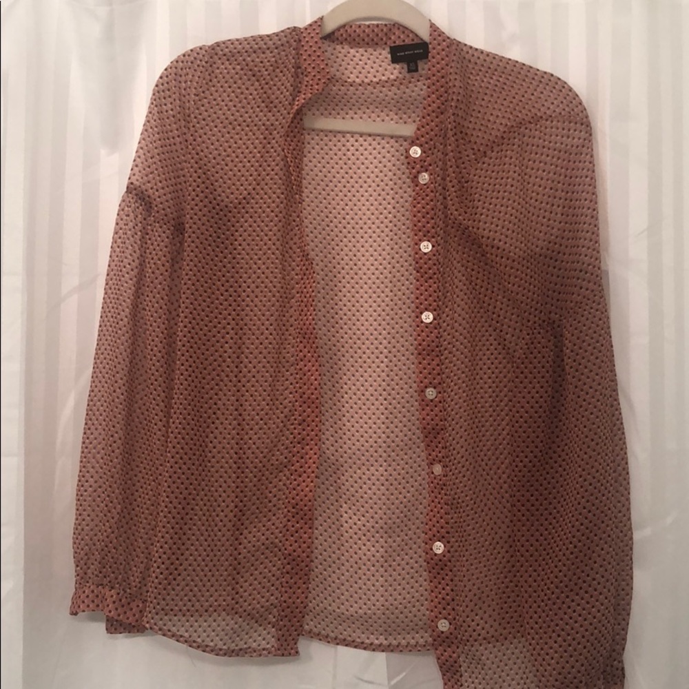 Sheer polka dot button up